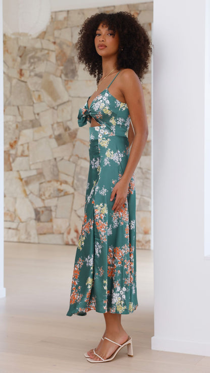 Dreamers Midi Dress - Green Floral