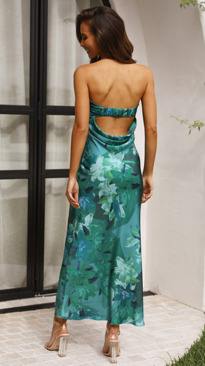 Miya Maxi Dress - Green Print